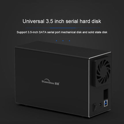 Blueendless Type-C / USB-C Interface 3.5 inch 2 Bay RAID Combination Array HDD External Enclosure, Type-C