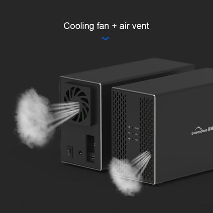 Blueendless Type-C / USB-C Interface 3.5 inch 2 Bay RAID Combination Array HDD External Enclosure, Type-C