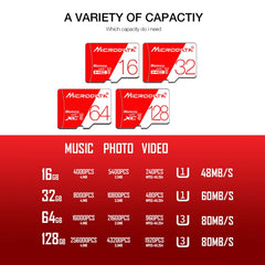 MICRODATA 16GB High Speed U1 Red and White TF(Micro SD) Memory Card, 16GB