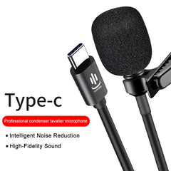 YICHUANG YC-LM10 USB-C / Type-C Intelligent Noise Reduction Condenser Lavalier Microphone, Cable Length: 1.5m, YC-LM10