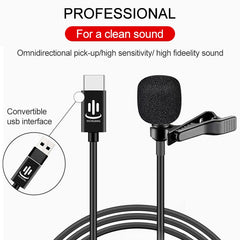 YICHUANG YC-LM10 USB-C / Type-C Intelligent Noise Reduction Condenser Lavalier Microphone, Cable Length: 1.5m, YC-LM10