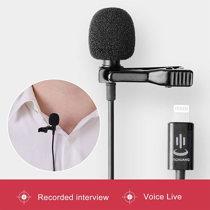 YICHUANG YC-LM10II 8 Pin Port Intelligent Noise Reduction Condenser Lavalier Microphone, Cable Length: 1.5m, YC-LM10II