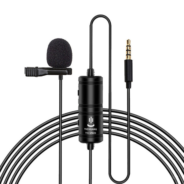YICHUANG YC-VM20 3.5mm Port Video Recording Omnidirectional Lavalier Microphone, Cable Length: 6m, YC-VM20
