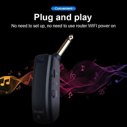 Measy AU688-U 20 Channels Wireless Guitar System Rechargeable Musical Instrument Transmitter Receiver, AU688-U Black