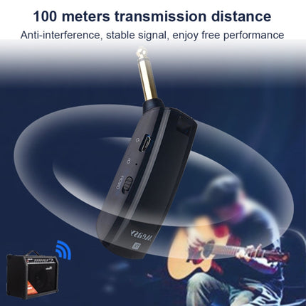 Measy AU688-U 20 Channels Wireless Guitar System Rechargeable Musical Instrument Transmitter Receiver, AU688-U Black