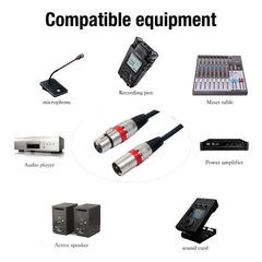 1m 3-Pin XLR Male to XLR Female MIC Shielded Cable Microphone Audio Cord, Length: 1m (Red)