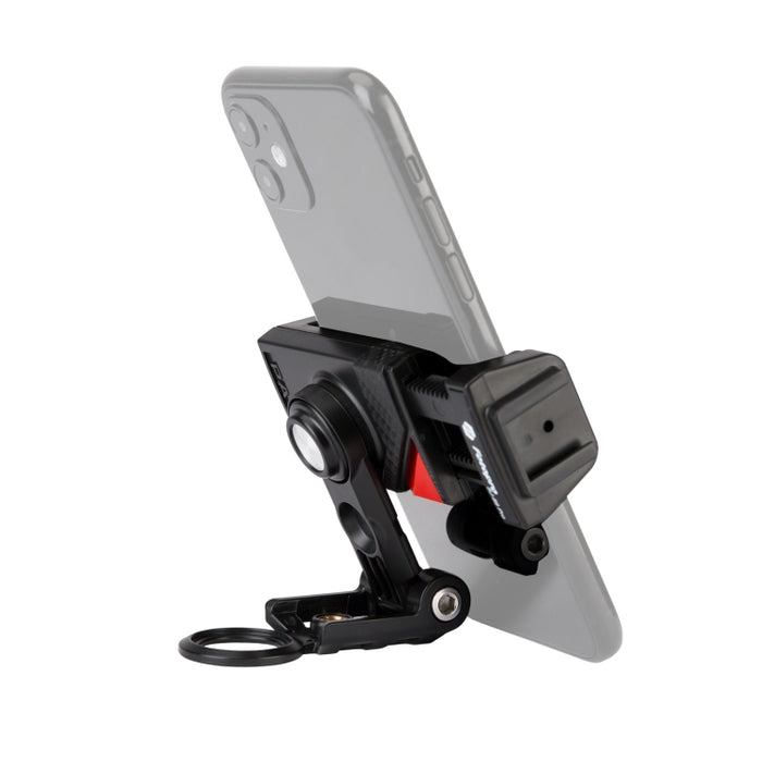 Fotopro SJ-89 Pro Carbon Fiber Texture Horizontal and Vertical Tripod Mount Adapter Phone Clamp Bracket with Cold Shoe (Black)