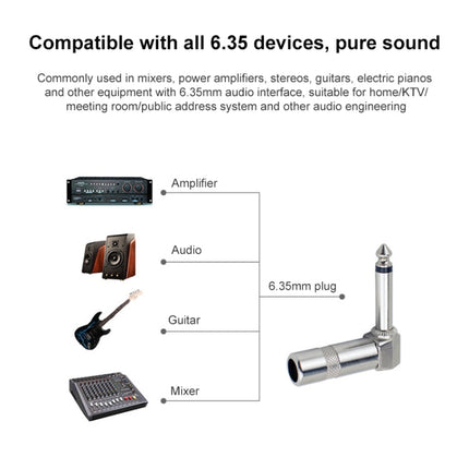 1/4 Inch 6.35mm Audio Mono Plug L-shaped Right Angle Screw Jack Male Guitar Audio Connector