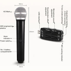 J.I.Y K Song Wireless Microphones for TV PC with Audio Card USB Receiver, Black