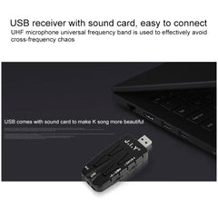 J.I.Y K Song Wireless Microphones for TV PC with Audio Card USB Receiver, Black