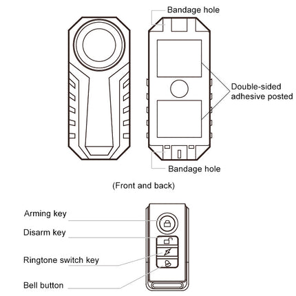 KS-SF22R IP55 Waterproof Wireless 113dB Vibration Burglar Sensor Alarm with Remote Control for Vehicle / Bicycle / Electric Bicycle, KS-SF22R