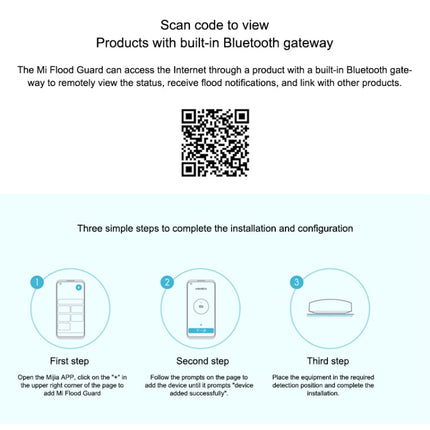 Original Xiaomi Wireless Bluetooth Flood Guard Intelligently Detects Water Leakage Xiaoai Speaker Linkage App to Remotely Remind Smart Home, need to be used with CA1001