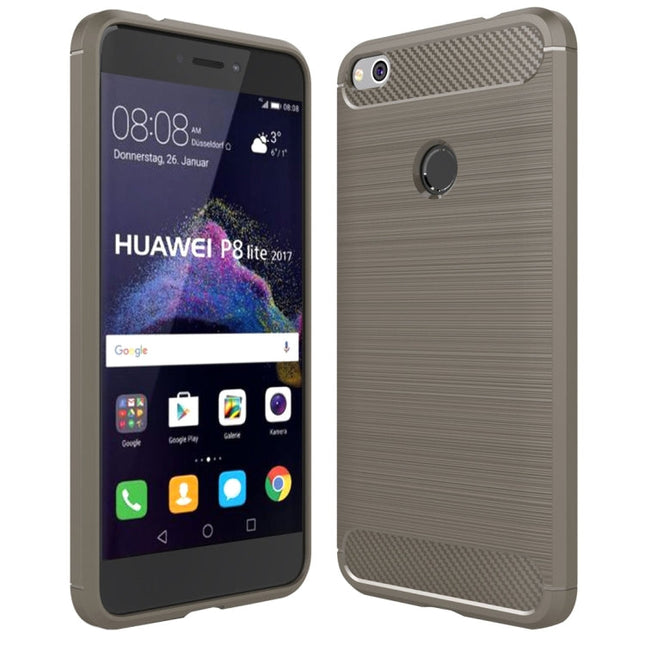 For Huawei  P8 Lite (2017) Brushed Carbon Fiber Texture Shockproof TPU Protective Case, Huawei P8 Lite (2017)