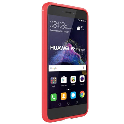 For Huawei  P8 Lite (2017) Brushed Carbon Fiber Texture Shockproof TPU Protective Case