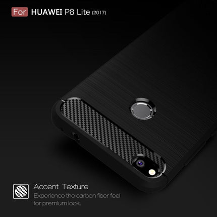 For Huawei  P8 Lite (2017) Brushed Carbon Fiber Texture Shockproof TPU Protective Case