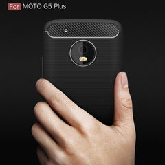 For Motorola Moto G5 Plus Brushed Carbon Fiber Texture Shockproof TPU Protective Cover Case, For Moto G5 Plus