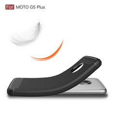 For Motorola Moto G5 Plus Brushed Carbon Fiber Texture Shockproof TPU Protective Cover Case, For Moto G5 Plus