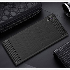 For Sony Xperia XA1 Ultra Brushed Texture Carbon Fiber Shockproof TPU Rugged Armor Protective Case