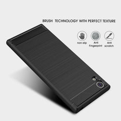 For Sony Xperia XA1 Ultra Brushed Texture Carbon Fiber Shockproof TPU Rugged Armor Protective Case