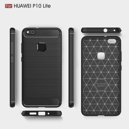 For Huawei P10 Lite Brushed Carbon Fiber Texture Shockproof TPU Protective Cover Case