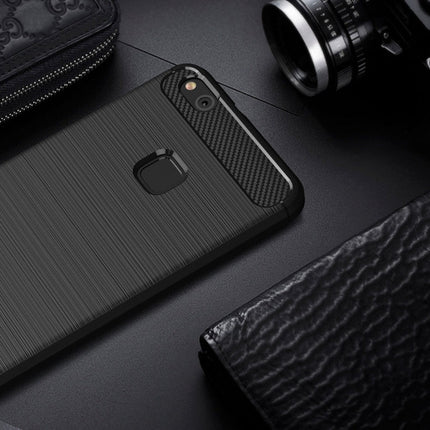 For Huawei P10 Lite Brushed Carbon Fiber Texture Shockproof TPU Protective Cover Case