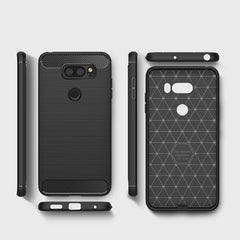 For LG V30 Brushed Texture Carbon Fiber Shockproof TPU Rugged Armor Protective Case, For LG V30, For V30