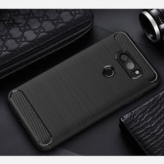 For LG V30 Brushed Texture Carbon Fiber Shockproof TPU Rugged Armor Protective Case, For LG V30, For V30