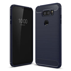 For LG V30 Brushed Texture Carbon Fiber Shockproof TPU Rugged Armor Protective Case, For LG V30, For V30