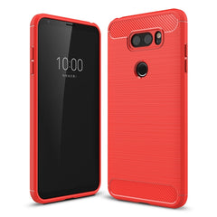 For LG V30 Brushed Texture Carbon Fiber Shockproof TPU Rugged Armor Protective Case, For LG V30, For V30