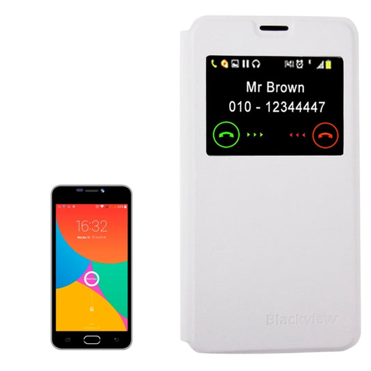 For Blackview BV2000S (S-MPH-7151) Horizontal Flip Leather Case with Call Display ID(White)