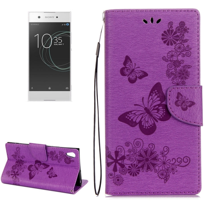 For Sony Xperia XA1 Pressed Flowers Butterfly Pattern Horizontal Flip Leather Case with Holder & Card Slots & Wallet, For Xperia XA1