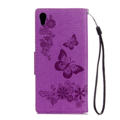 For Sony Xperia XA1 Pressed Flowers Butterfly Pattern Horizontal Flip Leather Case with Holder & Card Slots & Wallet, For Xperia XA1