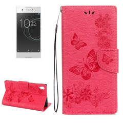 For Sony Xperia XA1 Pressed Flowers Butterfly Pattern Horizontal Flip Leather Case with Holder & Card Slots & Wallet, For Xperia XA1