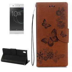 For Sony Xperia XA1 Pressed Flowers Butterfly Pattern Horizontal Flip Leather Case with Holder & Card Slots & Wallet, For Xperia XA1