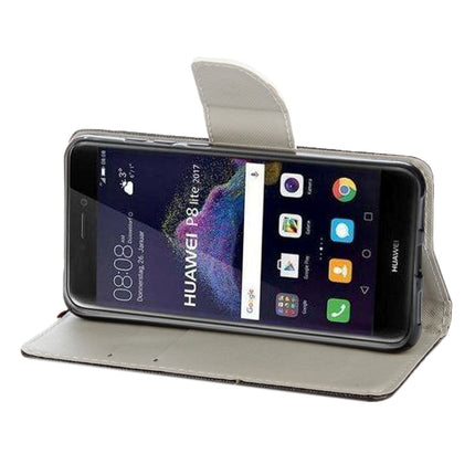 For Huawei  P8 Lite (2017) & Honor 8 Lite Green Tree in Bloom Pattern Horizontal Flip Leather Case with Holder & Card Slots & Wallet