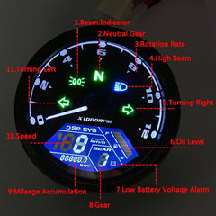 Universal Motorcycle Retro Modified Instrument Odometer LCD Instrument Assembly