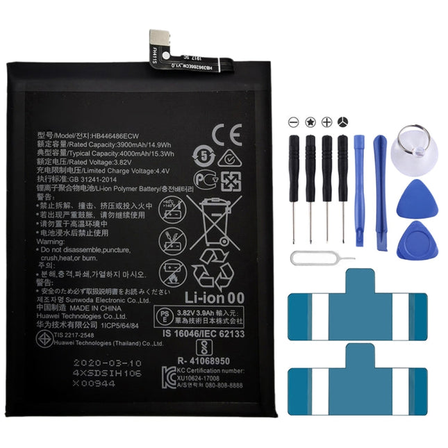 4000mAh HB446486ECW Li-Polymer Battery Replacement for Huawei P Smart Pro 2019 / P20 Lite 2019 / Y9s