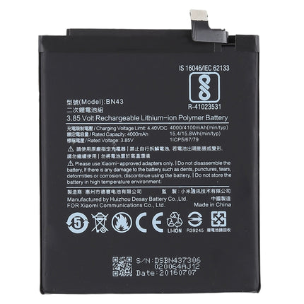 4000mAh BN43 for Xiaomi Redmi Note 4X Li-Polymer Battery, For Redmi Note 4X