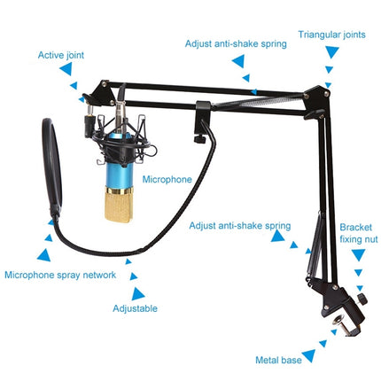 BM-800 Network K-Song Dedicated High-end Metal Shock Mount Microphone Set, BM800 Kit Blue, BM800 Kit Black, BM800 Kit Pink