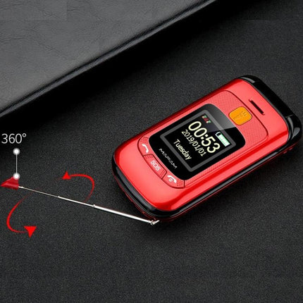 Mafam F899 Flip Phone, 2.4 inch, 32MB+32MB, Support FM, SOS, GSM, Family Number, Big Keys, Dual SIM, EU Plug, EU Plug