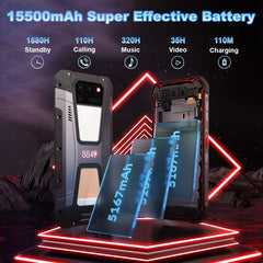 Waterproof Dustproof Shockproof, Side Fingerprint Identification, 15500mAh Battery, 6.79 inch Android 13 MTK6789 Octa Core up to  2.2GHz, Network: 4G, NFC, Global Version, Tank 2