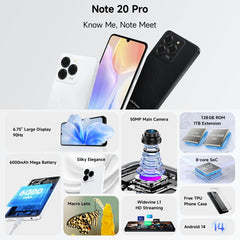 Ulefone Note 20 Pro, 4GB+256GB, Face ID & Side Fingerprint, 6000mAh, 6.75 inch Android 14 Unisoc T606 Octa Core, Network: 4G, Dual SIM, OTG