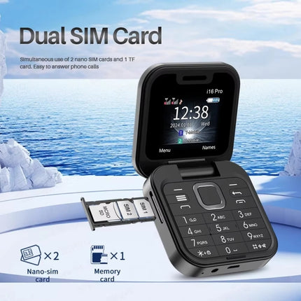 SERVO i16 Pro Mini Flip Phone, 1.77 inch, MTK6261D, 23 Keys, Support Bluetooth, FM, Magic Sound, Quick Dial, GSM, Dual SIM