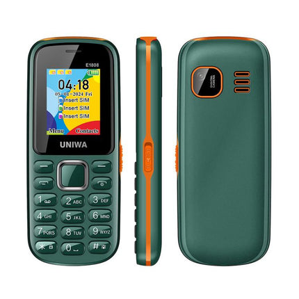 UNIWA E1808 Elder Keypad Phone, 1.77 inch SC6531E, LED Flashlight, 21 Keys, Network: 2G, Triple SIM, EU Plug