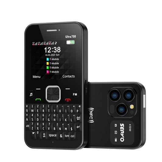 SERVO U700, 2.4 inch, MTK6261D, 58 Full Keyboards, Support Bluetooth, FM, NFC, Quick Dial, Flashlight, GSM, Quad SIM