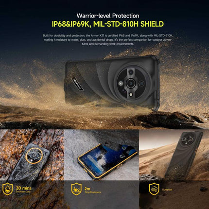 Ulefone Armor X31, 6GB+128GB, Night Vision, IP68/IP69K Rugged Phone, 6.56 inch Android 14 MediaTek Helio G91 Octa Core, Network: 4G, NFC, OTG, Armor X31