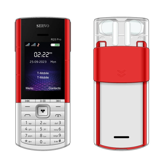 SERVO R25 Pro Mobile Phone with TWS Bluetooth Headsets, 2.4 inch, 24 Keys, Support Bluetooth, Quick Dial, Auto Response, FM, Flashlight, GSM, Dual SIM