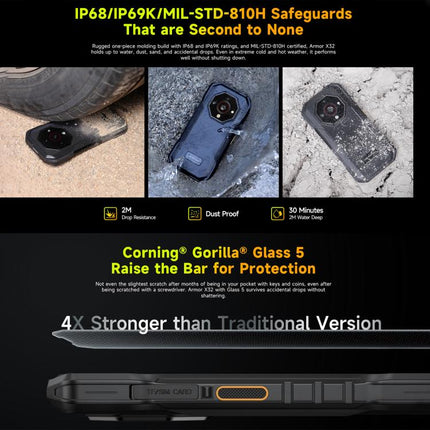 Ulefone Armor X32 Rugged Phone, 8GB+256GB, Night Vision, 5.65 inch Android 14 MediaTek Helio G91 Octa Core, Network: 4G, NFC, OTG