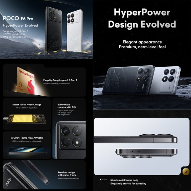 Xiaomi POCO F6 Pro Global, 12GB+512GB, In-screen Fingerprint, 6.67 inch Xiaomi HyperOS Snapdragon 8 Gen 2 Octa Core 3.19GHz, NFC, Network: 5G, 12GB+512GB