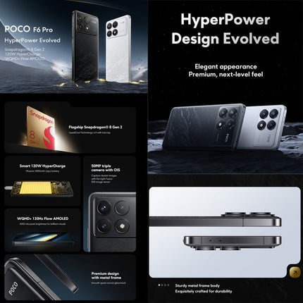 Xiaomi POCO F6 Pro Global, 12GB+512GB, In-screen Fingerprint, 6.67 inch Xiaomi HyperOS Snapdragon 8 Gen 2 Octa Core 3.19GHz, NFC, Network: 5G, 12GB+512GB
